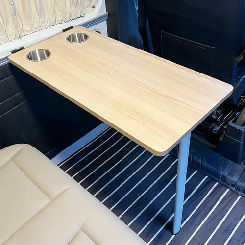 Rv Dinette Table, Folding Wall Table with 2 Cup Holders, White Steel Brackets, Save Space for Campervan Motorhome Small Space Apartments, Kitchens(Beige) - color: Beige