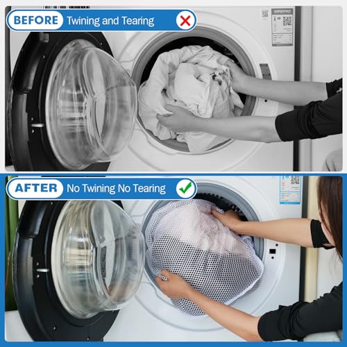 3Pcs Mesh Laundry Bags Washing Machine Mesh Wash Bags Jumbo for Delicates Clothes,Bed Linen,Toys with Drawstring Closure Sturdy(3 XXLarge 28 x 26 Inches) - color: White, size: Jumbo 3 pcs