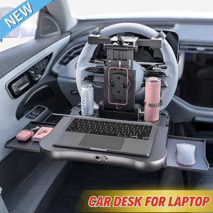 Large Foldable Backseat Tray Table, Car Laptop Desk with Cup Holder, Back Headrest Passenger Food Tray, Phone Tablet Holder, Multifunctional Travel Desk, Car Essentials for Kids & Long Road Trips - style: Car Seat Table Tray