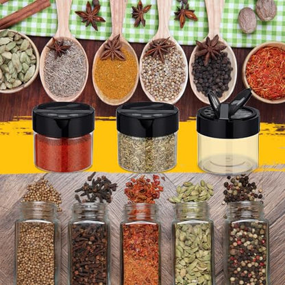 50 Pack 3.4 oz Plastic Spice Jars with Black Cap Empty Clear Spice Bottles Containers Seasoning Jars with Shaker Lids for Storing Herbs and Seasoning Powders Kitchen Restaurant Storage - size: 3.4 oz