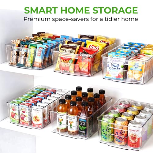 Zulay Kitchen 4 Pack Refrigerator Organizer Bins – Large Clear Fridge Storage Containers with Built-In Handles & Non-Slip Feet - Ideal Fridge Organizers, Kitchen Cabinets, Pantry Organization - size: L 14.75" x W 6.75"