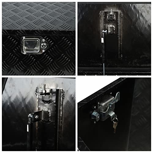29 Inch Aluminum Black Plated Truck Tool Box Pickup Waterproof Underbody Tongue Box with Lock and Key for RVs, ATVs, Trailer & Truck (29"x17"x18") - color: Black, size: 29"x17"x18"