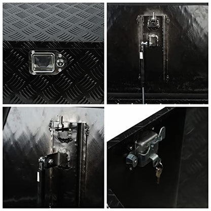 29 Inch Aluminum Black Plated Truck Tool Box Pickup Waterproof Underbody Tongue Box with Lock and Key for RVs, ATVs, Trailer & Truck (29"x17"x18") - color: Black, size: 29"x17"x18"