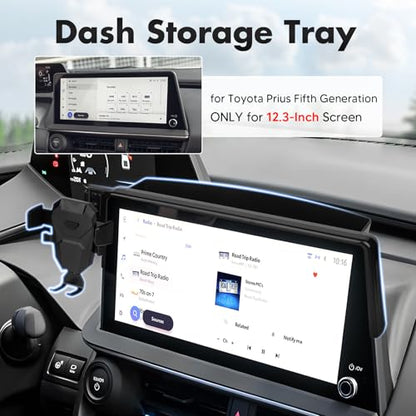 FIILINES Phone Holder for Toyota Prius 2023-2025 (Fit 12.3" Touch Screen), Phone Mount with Dash Organizer for Prius Accessories, 360 Degree Rotation Dash Mount Cell-Phone Holder - size: For Prius 2023-2025