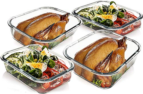 M MCIRCO [80 oz & 36 oz Extra Large Glass Food Storage/Baking Containers Set with Lids, 2 Pack 80 oz(10 cup)&2 Pack 36 oz (4.5 cup) Airtight Glass Container,Microwave,Oven,Freezer and Dishwasher - color: gray