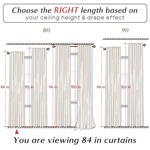105 Inch Blackout Curtains, Faux Linen Back Tab Thermal Insulated Drapes for Living Room Bedroom, 2 Panels Set, 52" W x 104" L, 104 Inch Long Curtains, Greige Beige - color: Greige, size: 52"W x 104"L (Pack of 2)