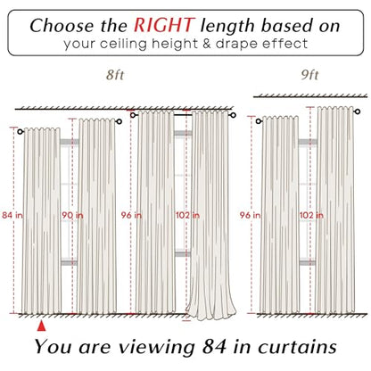 105 Inch Blackout Curtains, Faux Linen Back Tab Thermal Insulated Drapes for Living Room Bedroom, 2 Panels Set, 52" W x 104" L, 104 Inch Long Curtains, Greige Beige - color: Greige, size: 52"W x 104"L (Pack of 2)
