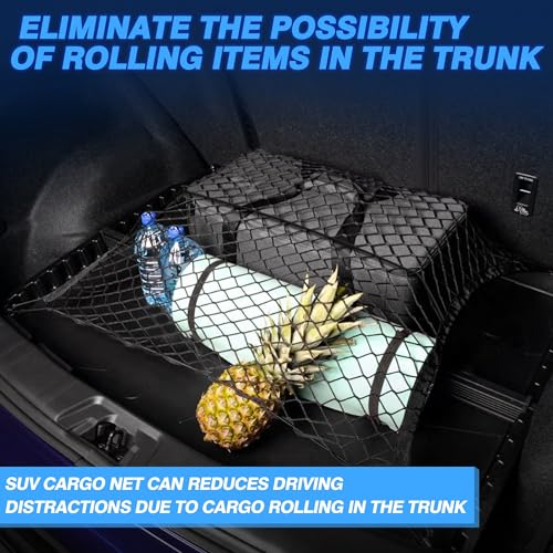 MICTUNING Upgraded 41 x 30 Inch Cargo Net Auto Trunk Rear Cargo Organizer Elastic Mesh Net Holder - Universal Fit for SUV Truck Mini Vans - size: 41 x 30 inches