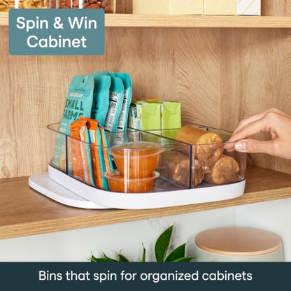 YouCopia MagicTrack Turntable with 4 Bins, Rectangle Lazy Susan Organizer - size: Turntable with Bins