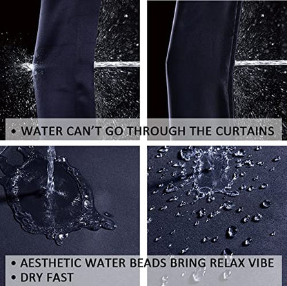 Navy Blue Curtains for Kitchen & Bathroom Windows - Waterproof Blackout, 24 Inch Length - color: Navy, size: 30"W x 24"L (Pack of 2)