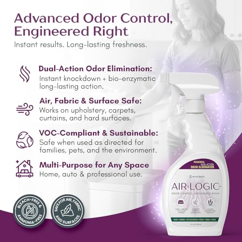 Dual-Action Odor Eliminator Spray 32 Fl Oz, Plant-Based Instant Knockdown & Enzymatic Deodorizer for Home, Neutralizes 16 Odor Sources, Bleach-Free, Fabric & Surface Safe, Lavender Lemon - size: 32 Fl Oz (Pack of 1)