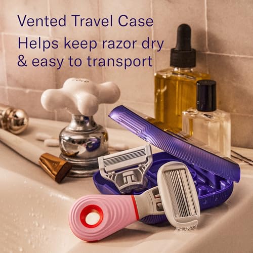 Flamingo Travel Razor Kit for Women - Body & Pubic Razor - Mini Handle, 2 Blade Refills, 1 Travel Size Foaming Shave Gel & Vented Case - TSA Approved Essentials