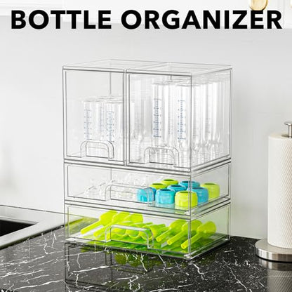 SpaceAid Bottle Storage Organizer Baby - Acrylic Bottles Station Organizer Container, Stackable Clear Drawers for Countertop, Vanity, Bathroom, Cabinet, Pantry Organization, 4 Pack, 2M2L, 14.4" H - size: 14.4"H, 4 Pack, 2M2L