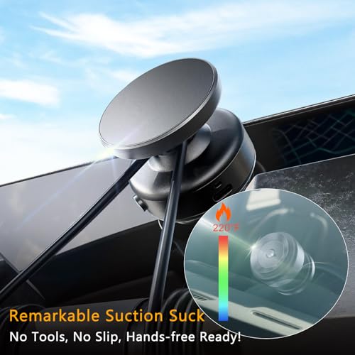 Electric Vacuum Magnetic Phone Holder for Car, Auto-Seal Smart Suction Cup Mount with N55 Magnet, 360° Adjustable Hands-Free Stand for iPhone 17 16 15 14 13 Pro Max, Gym, Mirror, Vlogging - color: Black