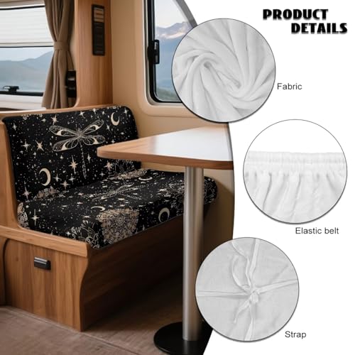 Dragonfly Moon Star Pattern 2 Pieces RV Dinette Cushion Covers Scratch-Resistant RV Couch Cover Wear-Resistan Sofa Furniture Protector Camper Seat Covers Dinette Booth - color: Dragonfly Moon Star