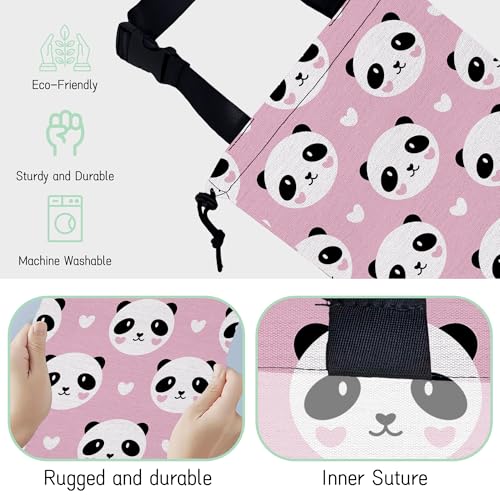 Lovely Panda Car Garbage Bag,Hearts Waterproof Small Car Trash Bag Hanging Back of Seat,Drawstring Hanging Car Trash Bag with Adjustable Buckle for Car Accessories - color: Lovely Panda