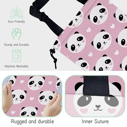 Lovely Panda Car Garbage Bag,Hearts Waterproof Small Car Trash Bag Hanging Back of Seat,Drawstring Hanging Car Trash Bag with Adjustable Buckle for Car Accessories - color: Lovely Panda