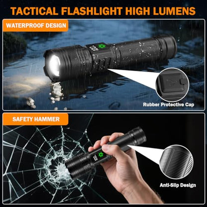 6Pack Rechargeable Flashlights High Lumens, LED Flashlight Rechargeable with LCD Digital Display, 5Modes Adjustable Flash Light, Super Bright Flashlight Powerful, Tactical Flashlights for Home - size: 6Pack