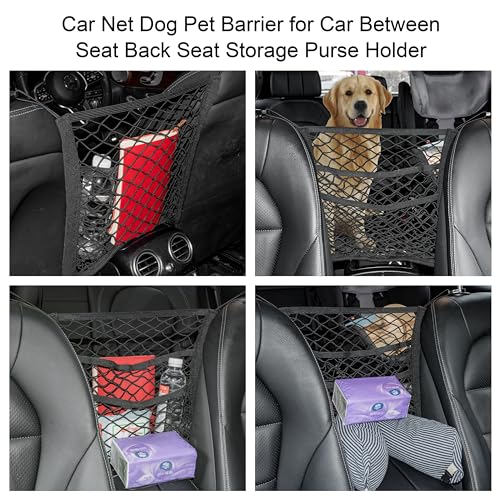 3 Layer Car Mesh Organizer Between Front Seats, Pet Dog Kid Net Barrier Car Net Pocket Elastic Storage Bag Tissue Purse Holder for SUV Truck Van, 15.7 x 13.7 Inch - size: 15.7 x 13.7 Inch