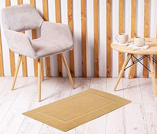 Utopia Towels Cotton Banded Rug, Bath Mats, Not a Bathroom Rug, 21 by 34 Inches, 100% Ring Spun Cotton, Highly Absorbent Shower Bathroom Floor Mat, Champagne, 2 Pack - color: Champagne