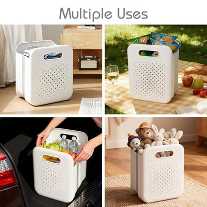 Goderewild Large Collapsible Laundry Basket with Detachable Hanging Organizer, Space-Saving Wall-Mounted Hamper for Home, Dorms, RVs, Main Basket Measures 13" x 9.5" x 17.5" In - size: L + Mini Basket