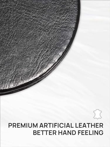 OMIRO 1X/10X Magnifying Compact Mirror with PU Leather, Ultra-Portable for Purses and Travel, Round Black - color: Black