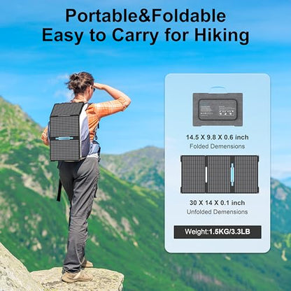 45W Portable Solar Panels Chargers with USB-C, USB-A and DC Outputs Foldable IP67 Waterproof Solar Panel for Camping,Power Emergency for Small Power Station,Phones, Power Banks - style: EP-45W