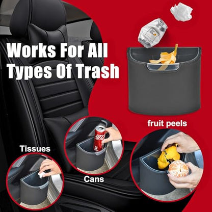Leakproof Car Trash Can with Removable Liner Garbage Can, Mini Car Trash Bin Multipurpose for Vehicle, SUV and Truck - color: Black with Removable Liner