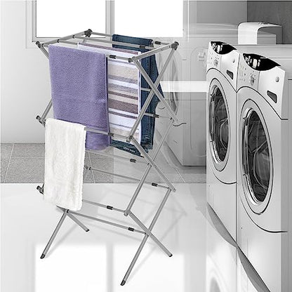 BLACK+DECKER 3 Tier Expandable Collapsing Foldable Laundry Rack for Air Drying Clothing, Space Saving Heavy Duty Lightweight Metal Drying Rack, Grey - color: Gray