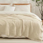 EMME Cotton Blanket King Size for Bed Soft Muslin Blankets 108"x90" Beige Lightweight Breathable Layering Bedspread Coverlet All Season Gauze - color: 02 - Beige, size: King (108" x 90")
