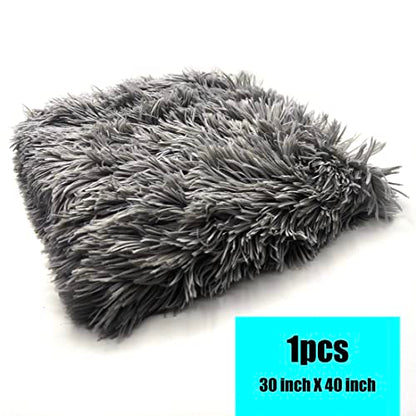 Pet Dog Bed Blankets, Fluffy Fleece Dog Throw Blankets Sleep Mat,Soft Puppy Blankets Cat Kitten, S M L XL,Fuzzy Reversible Sherpa Blanket for Bed, Couch, Sofa, Travel,Washable & Lightweight - color: Dark Grey, size: 40 INCH X30 INCH