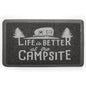 Camco Life is Better at The Campsite Scrub Mat - 26.5" by 15" - Non-Slip Backing - Gray/White - 53200