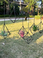 Clearance 6 Pack Hanging Metal Air Plant Holders with Chain, Black Geometric Tillandsia Air Plant Hanger Cages, 2 Styles Mini Iron Air Plants Live Holders for Home Office Garden Decor