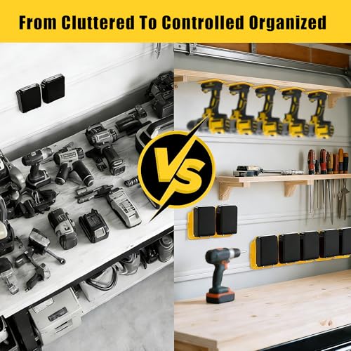 24 Packs Battery Holder & Power Tool Holder Wall Mount Compatible with DeWalt 20V/60V & Milwaukee M18 18V Tools, Batteries Organizer Hanger Heavy-Duty ABS Rack for Garage Workshop Shelf Work Van