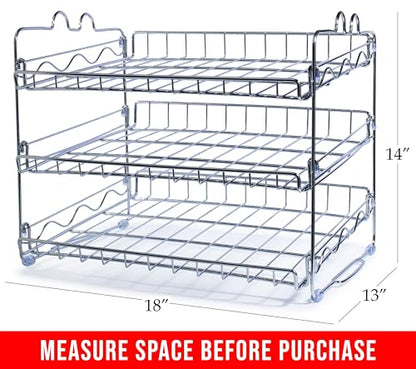 Che'mar Can Organizer for Pantry - Stackable Can Rack for 36 Cans, Canned Food Storage, Pantry Shelf, Kitchen Cabinet or Countertop. (Chrome) | for Pantry