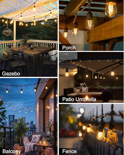 BRIMAX 2W Outdoor String Lights 25FT,Patio Lights Commercial Grade with 8+1 S14 LED Bulbs Shatterproof Waterproof,2700K Warm White E26 Dimmable for Balcony Gazebo Porch Fence Garden Camping - style: 25FT 8 lights
