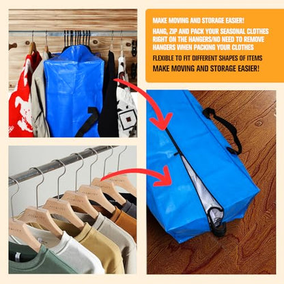Heavy Duty Large Storage Bags, XL Blue Moving Bags for College Dorm Room Essentials, Moving Supplies Compatible with IKEA Frakta Cart, 4 Packs | 4 Pack Extra Large Storage Bags Totes Moving Boxes Packing Supplies for College Dorm Room Essentials Compatibl