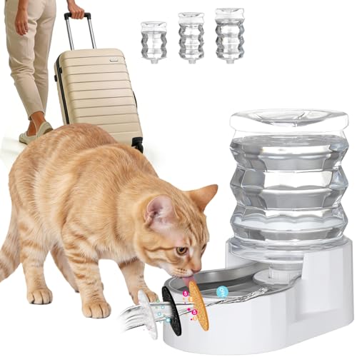 RIZZARI 5L Stainless Steel Gravity Cat Water Bowl Dispenser | BPA-Free Materials,Fresh Water Every Day,Smooth Water Flow,Detachable Components,Suitable for Indoor Use - color: ['White'], size: 5L
