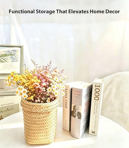 Wall Hanging Basket, Natural Seagrass Woven Storage Basket, Farmhouse Wall Organizer for Bedroom, Entryway & Kitchen