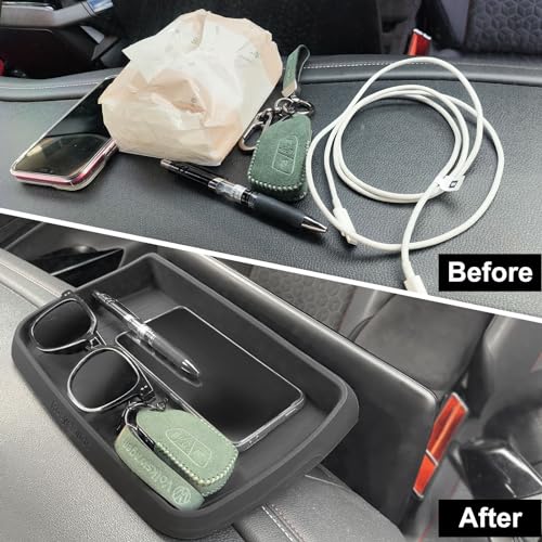 Silicone Center Console Dash Tray Organizer Compatible with Audi A4L/A4/S4/S5 2020-2024, Q5L/Q5L Sportback 2021-2024, for VW ID.4 2021-2023 Tesla Model 3 & Y, Dashboard Storage Box Organizer
