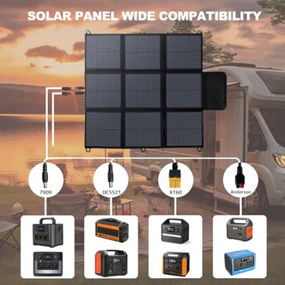 LVYUAN 200W Portable Solar Panel, 24V Foldable Blanket Solar Panel IP64 P-PERC, Upgraded 23% Efficiency for Solar Power Station Generator for Outdoor Camping with Anderson Plug, 12 Pounds - size: 200 Watt Portable Solar Panel