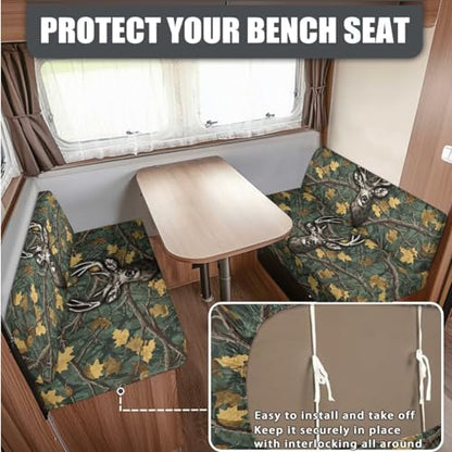 Deer Hunting Camo Pattern 3 PCS RV Dinette Cushion Covers Wear-Resistan Camper Seat Covers Dinette Booth Camper Cushion Pillow Cover Sofa Slipover for Travel Trailer Couch - color: Deer Hunting Camo