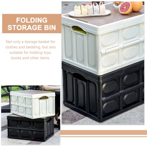 UKCOCO Outdoor Camping Folding Storage Box with Lid, Small Plastic Sundry Container 38.5x27x21cm, Clothes and Organizer for Car Trunk and Home Storage