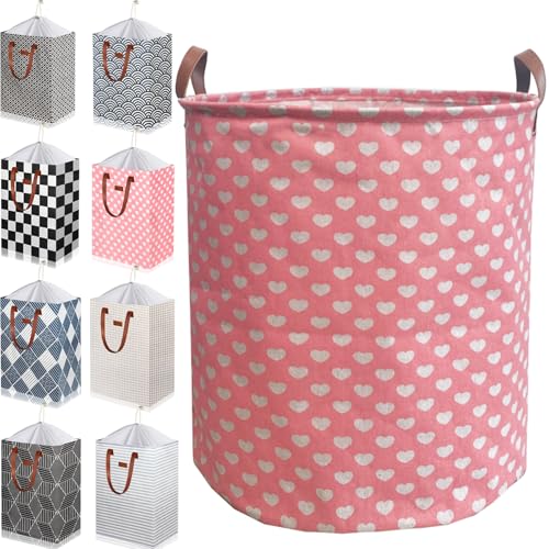 Waterproof Laundry Hamper Collapsible Laundry Basket Leather Handle Laundry Bag Large Clothes Storage Toy Organization for Bathroom Bedroom Laundryroom College Dorms (Laundry Basket-002) - color: Laundry Basket-002