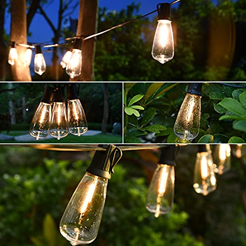 Outdoor String Lights, 50FT Heavy Duty Patio String Lights with 26 LED Dimmable Plastic Shatterproof Bulbs, ST38 0.6W Waterproof Light Strings for Backyard, Porch, Bistro, Cafe, 2700K - size: ST38 50FT