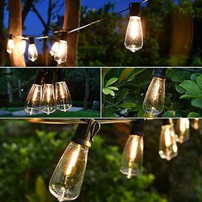 Outdoor String Lights, 50FT Heavy Duty Patio String Lights with 26 LED Dimmable Plastic Shatterproof Bulbs, ST38 0.6W Waterproof Light Strings for Backyard, Porch, Bistro, Cafe, 2700K - size: ST38 50FT