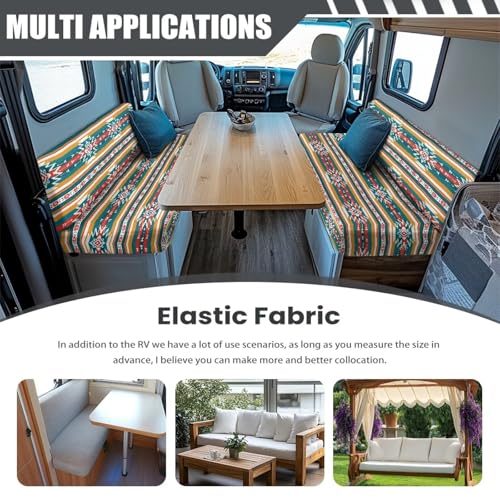 RV Dinette Cushion Covers Includes 1 Backrest Cover & 1 Bench Cover, Colorful Aztec Tribal Stretch Loveseat Slipcovers for Travel Trailer - color: Colorful Aztec Tribal