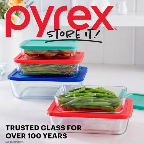 Pyrex Simply Store Glass Food Storage Container, Snug Fit Non-Toxic Plastic BPA-Free Lids, Freezer Dishwasher Microwave Safe, 6 Cup - size: 6 Cup