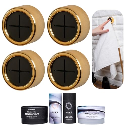 HEFA Modern Kitchen Towel Holder, 4 Pack Golden Yellow Chrome Plated Plastic Towel Hooks with Easy Install, Holds Up to 2 Pounds Each - color: Golden Yellow, size: 4 Pack