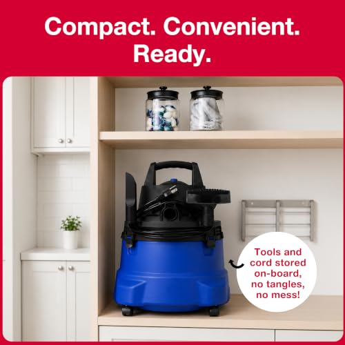 Koblenz WD-5 L2 Wet Dry Vacuum Cleaner, 5 Gallon Shop Vac 3.5 PHP, 3-in-1 Suction & Blower, Swivel Casters, Twist-N-Lock Hose, Large Vacuum Cleaners for Home, Workshop, Car, Blue/Black - size: 5 Gallon 3.5 HP